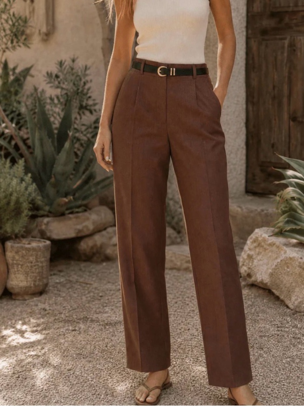 Brown Skinny Pants with Belt NWT